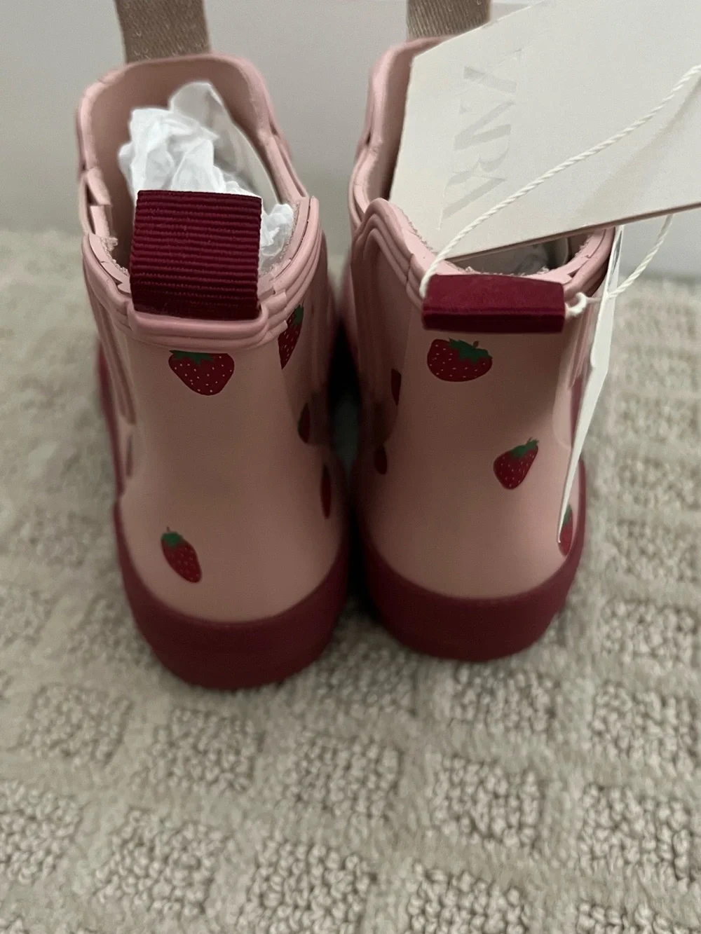 Zara Pink Strawberry-Print Kids Rain Boots